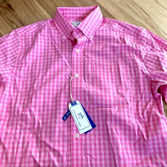 Southern Tide Getaway Gingham Sport Shirt in Pink Lemonade NWT sz M - Picture 10 of 12